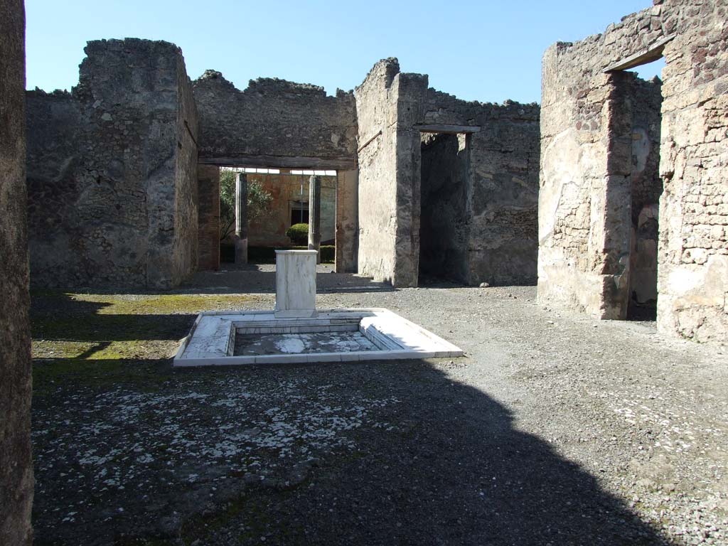 VI.14.20 Pompeii. March 2009. Atrium, room 1, looking west.  