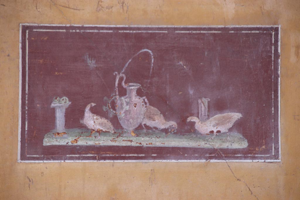 VI.15.1 Pompeii. October 2023. Painted panel from middle panel on east wall. Photo courtesy of Klaus Heese.