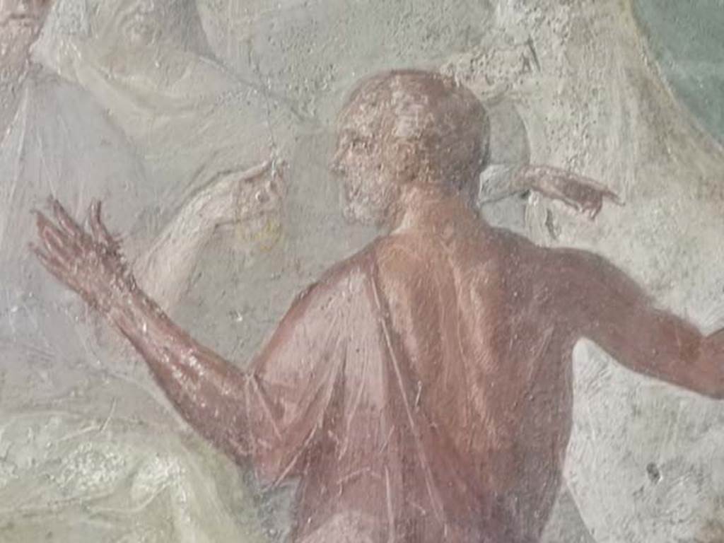 VI.15.1 Pompeii. May 2017. Detail from central painting showing Daedalus. Photo courtesy of Buzz Ferebee.
