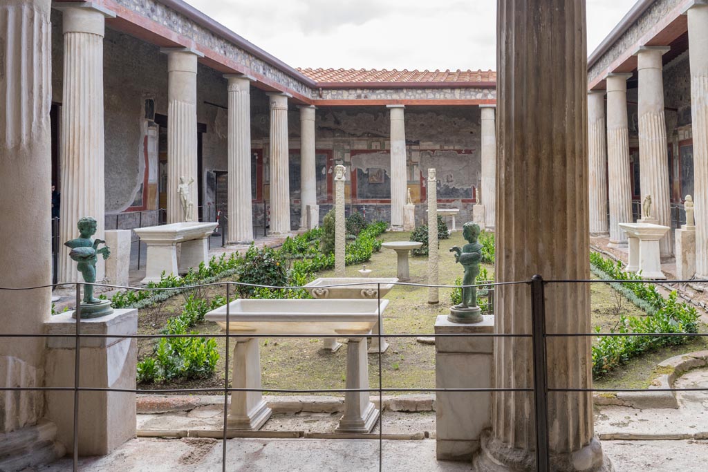 VI.15.1 Pompeii. March 2023. Looking south from north portico outside of the “Cupid’s room”. Photo courtesy of Johannes Eber.