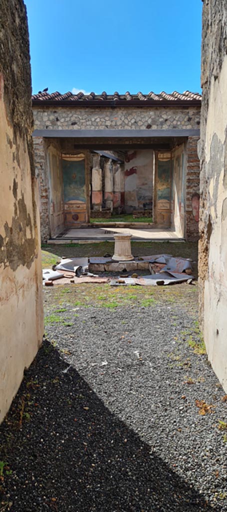 VII.4.48 Pompeii. April 2022. 
Room 1, fauces, looking south to atrium. Photo courtesy of Giuseppe Ciaramella.

