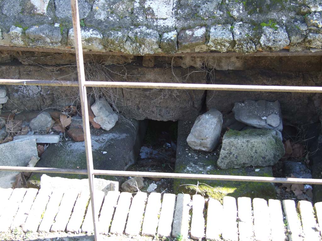 VII.7.32 Pompeii. March 2009. Foundations of west wall of podium. 