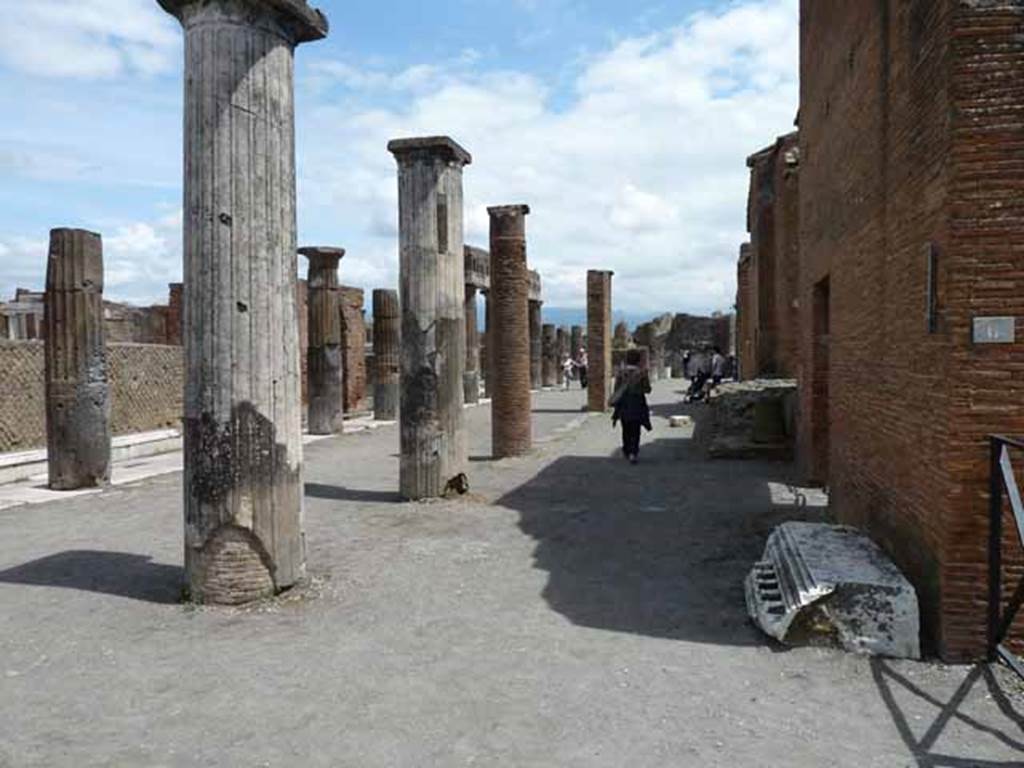 VII.8 Pompeii Forum. May 2010. Looking east from south-west corner.