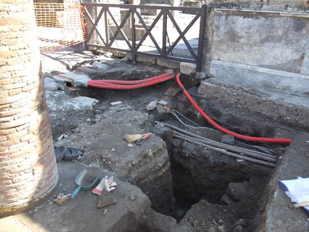 VII.8 Pompeii Forum. March 2009. Excavation outside VIII.2.10 on south side of Forum.