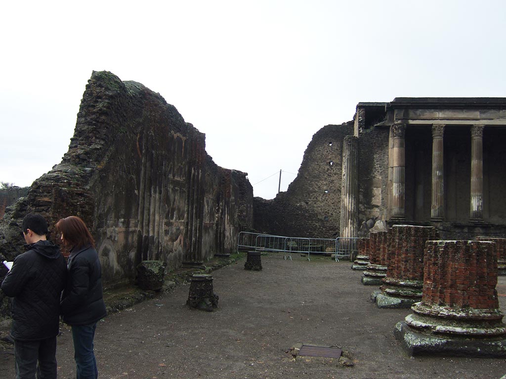 VIII.1.1 Pompeii. December 2005. Basilica, looking west along south side corridor.