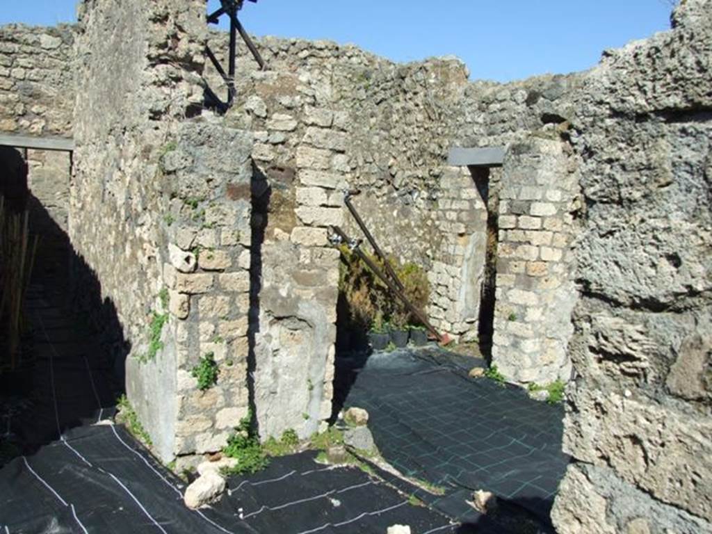 VIII.5.16 Pompeii. March 2009.  Doorway to room 3, anteroom, and room 3, triclinium at the rear.
