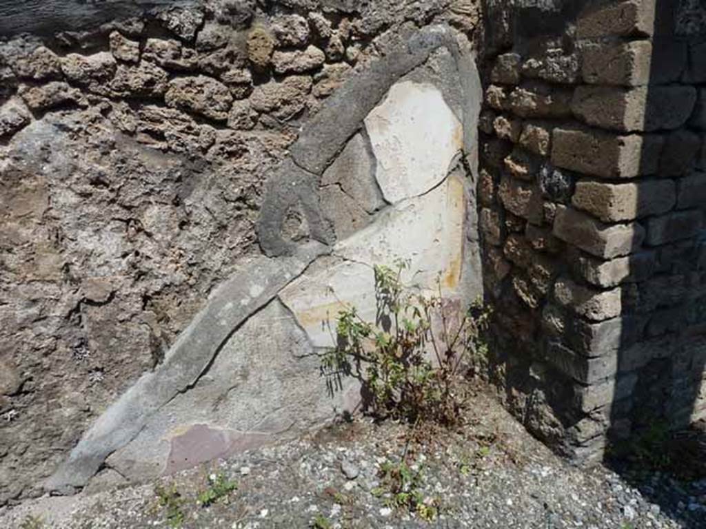 VIII.5.24 Pompeii. May 2010. Room 11, remaining plaster in north-east corner.