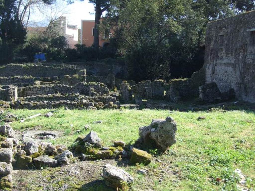 VIII.7.11 Pompeii. March 2009. Looking south across rear of 8.7.11 and 12, from VIII.7.15