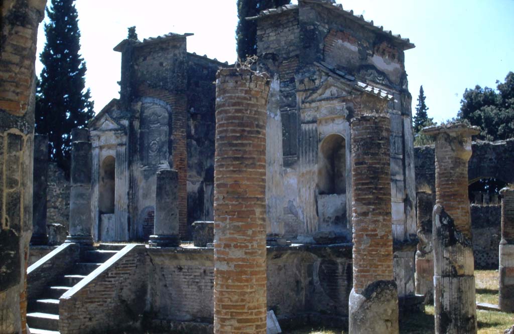 VIII.7.28 Pompeii. 1950s. Looking south-west across temple court from entrance. Photo courtesy of Rick Bauer.