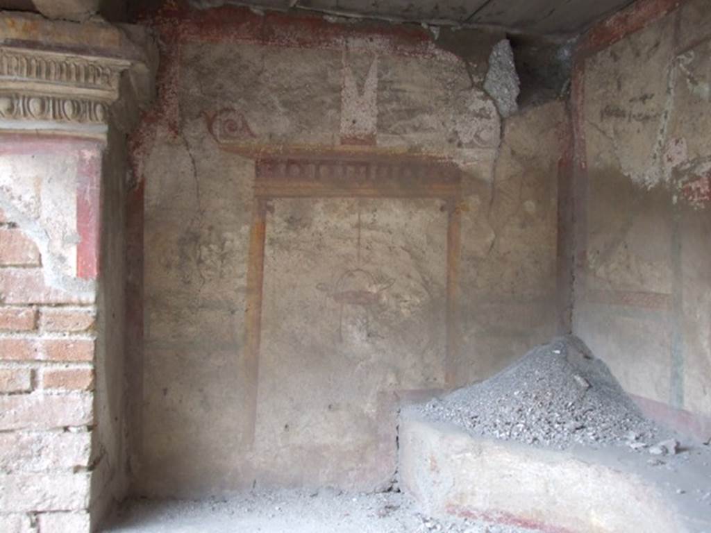 IX.1.22 Pompeii. December 2007. Room 1, atrium. Painting on east wall of household shrine in south-east corner. 
