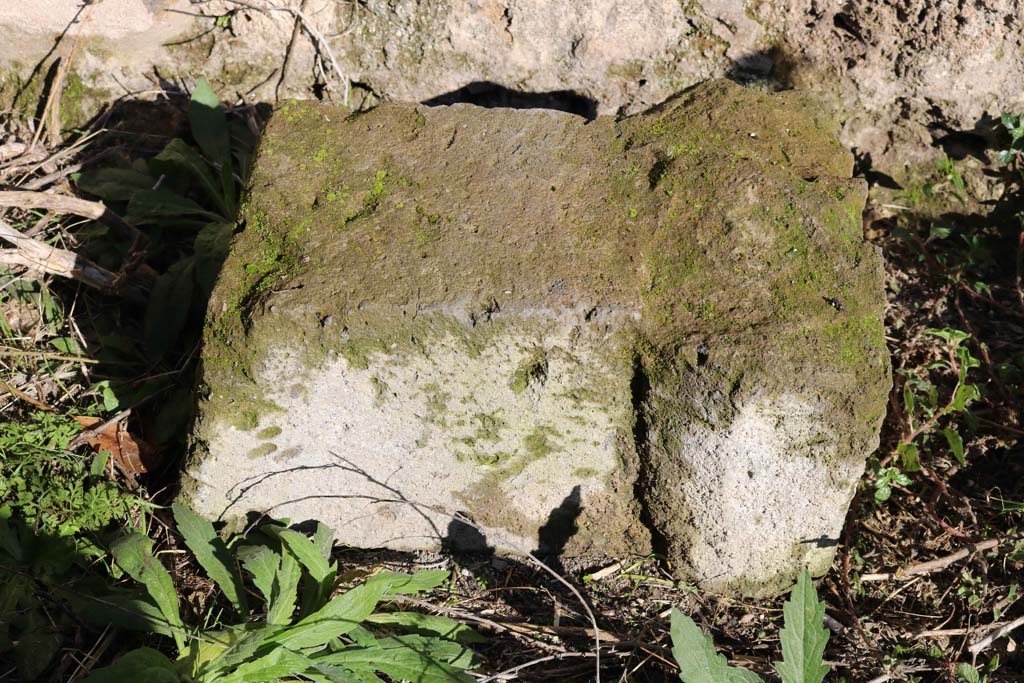 IX.2.25 Pompeii. December 2018. Altar on its side, near east wall and kitchen hearth. Photo courtesy of Aude Durand.