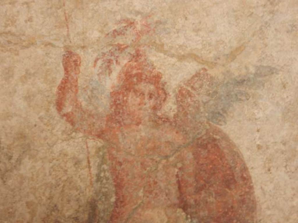 IX.3.5 Pompeii. May 2015. Room 16, detail of painted figure from east side of south wall.  Photo courtesy of Buzz Ferebee.
