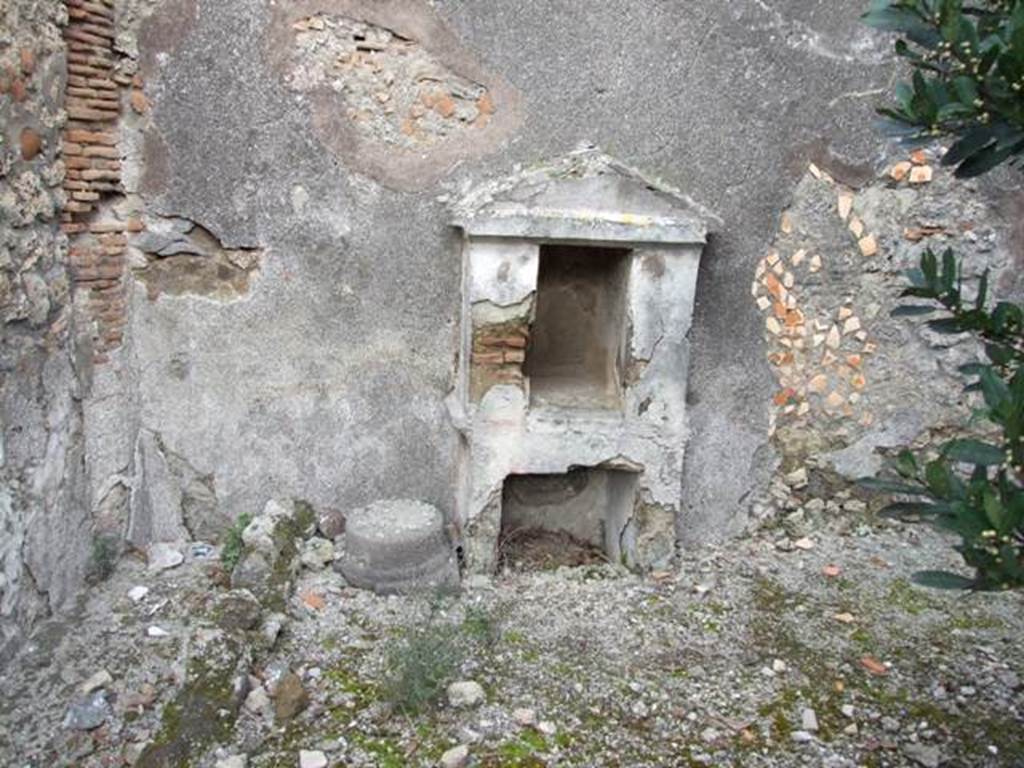 IX.3.15 Pompeii.  March 2009.  Room 12.  East wall with Aedicula Lararium.