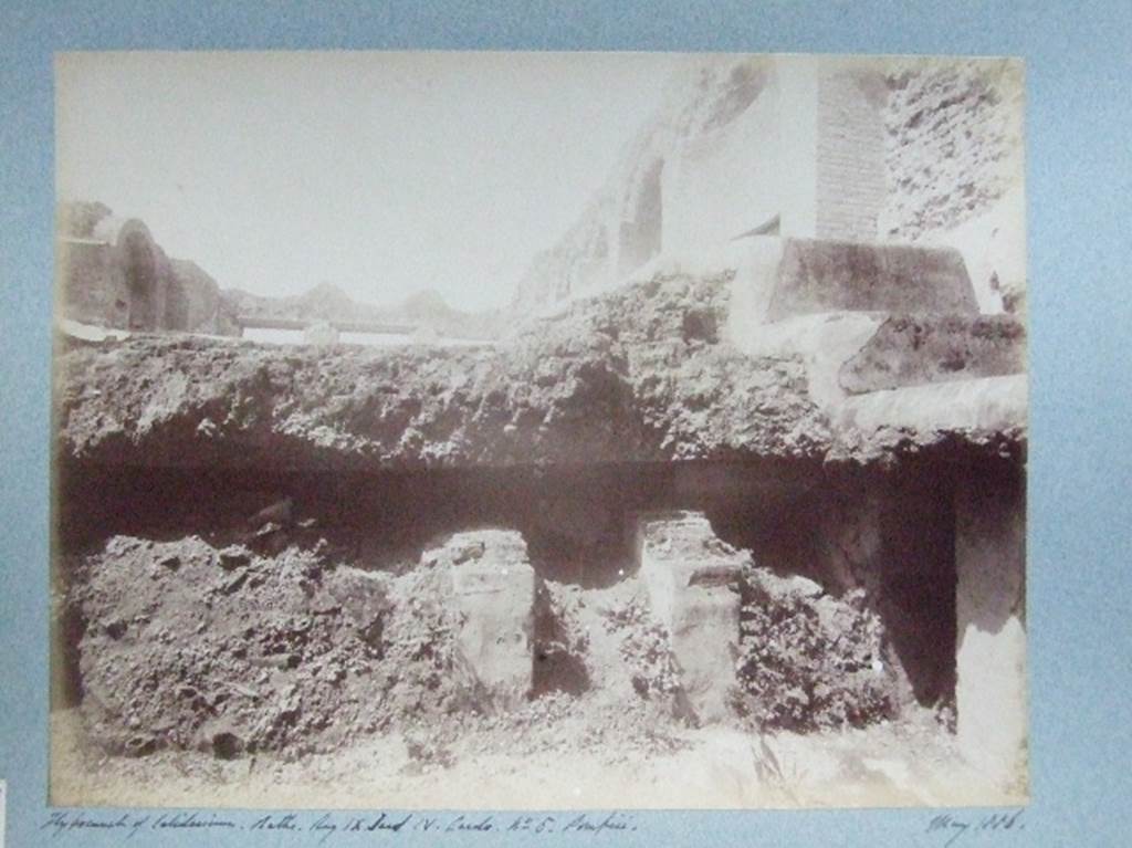 IX.4.18 Pompeii. Central Baths. May 1886. Looking west from bath end of caldarium “s”.
Hypocaust of caldarium. Courtesy of Society of Antiquaries. Fox Collection.