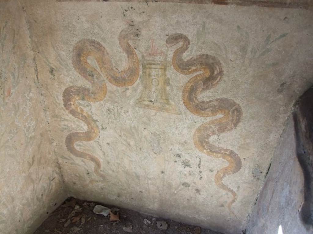 IX.9.c Pompeii.  March 2009.  Lararium on North wall of Kitchen.