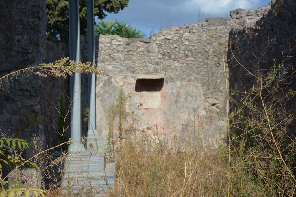 IX.9.d Pompeii. September 2019. Room f, looking towards east wall of tablinum, with central wall painting.
Foto Annette Haug, ERC Grant 681269 DÉCOR.
