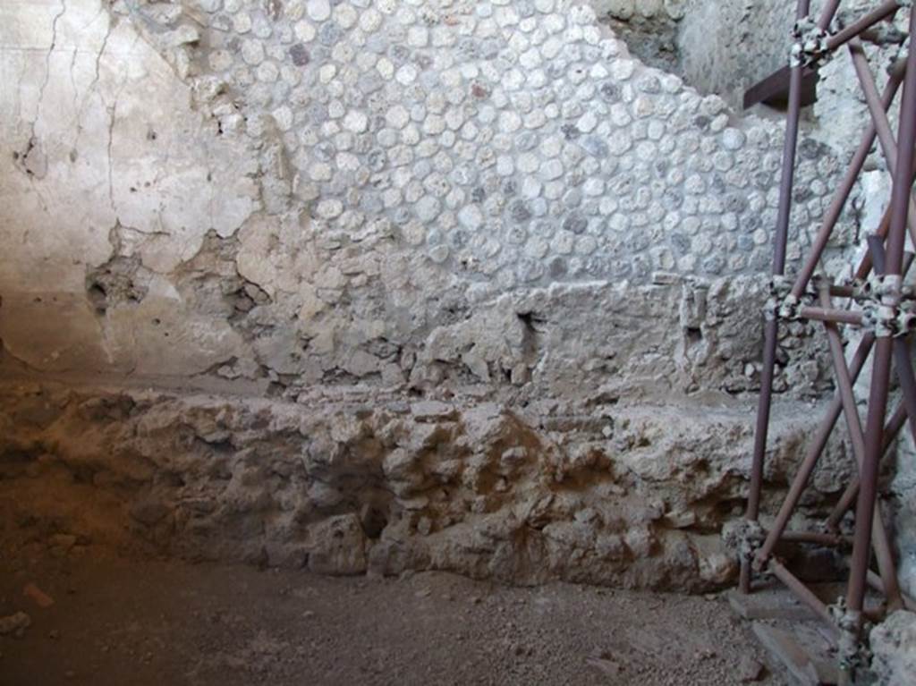 IX.12.6 Pompeii. March 2009. Room “g”, stone bench built against north wall.

