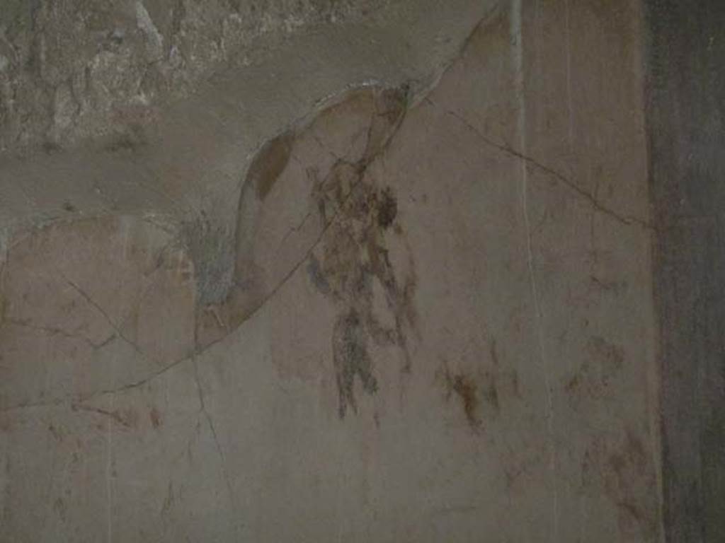 Villa San Marco, Stabiae, September 2015. Room 6, remains of painted figure on west wall.