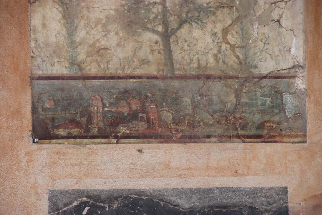 Villa San Marco, Stabiae. September 2019. Room 20, detail of painted panel from east wall. Photo courtesy of Klaus Heese.