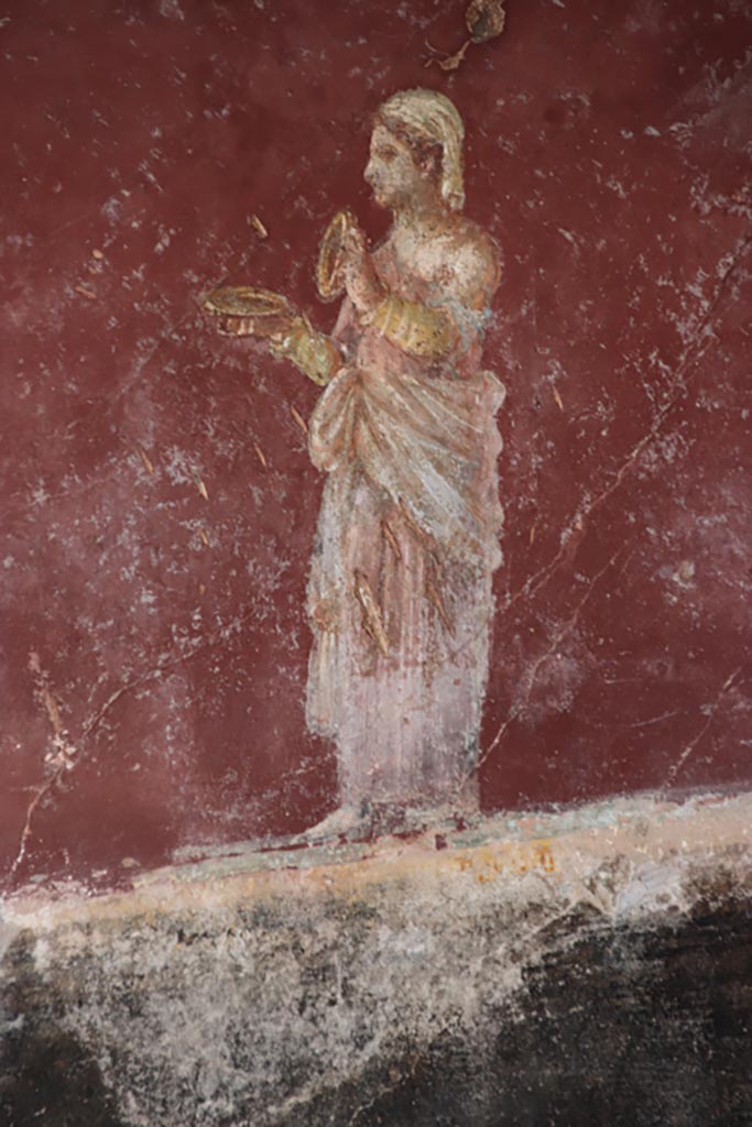 Villa San Marco, October 2022. 
Room 30, painted figure on north wall. Photo courtesy of Klaus Heese. 
