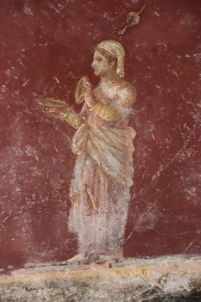 Villa San Marco, Stabiae, September 2019. 
Room 30, detail of figure on north wall. Photo courtesy of Klaus Heese. 
