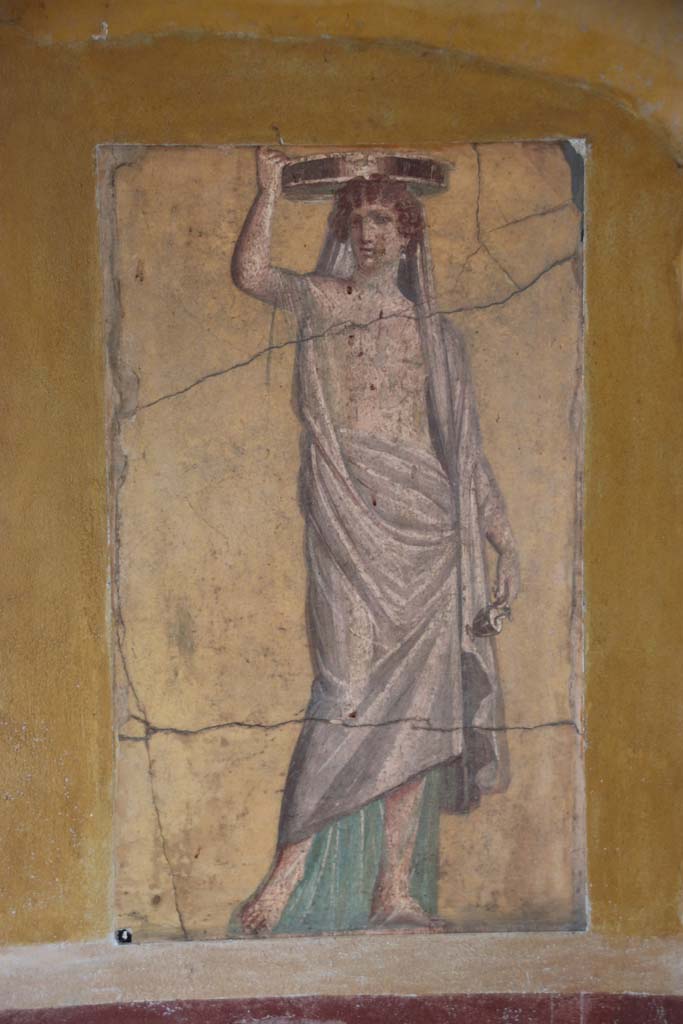 Villa San Marco, Stabiae, September 2019. 
Room 50, painted fresco from south end of east wall. Photo courtesy of Klaus Heese.

