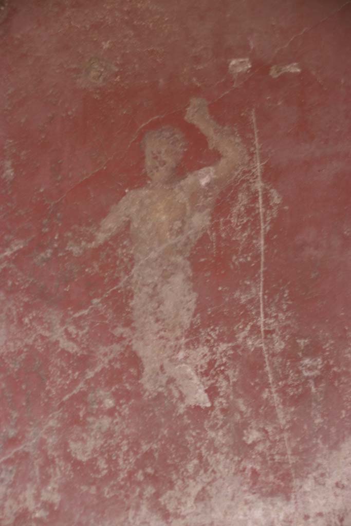 Villa San Marco, Stabiae, September 2019. Room 25, painted figure from rear east wall of alcove, at south end.
Photo courtesy of Klaus Heese.

