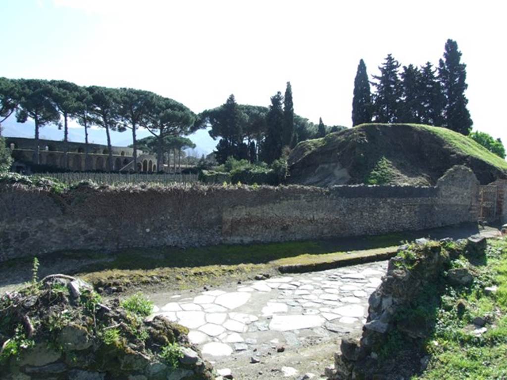 Via dell’Abbondanza, south side, Pompeii. March 2009. Looking south-west from III.7.