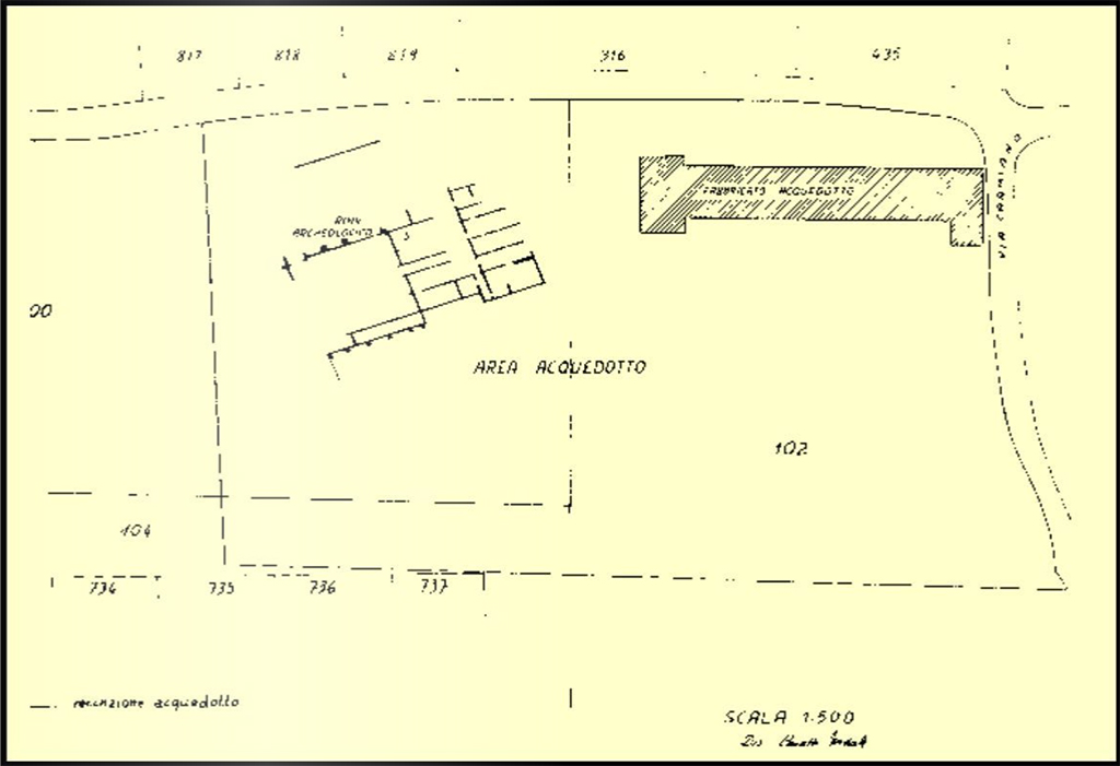 Gragnano. Propriet Liguori, via dei Sepolcri. Plan
Vedi/See Di Massa G. 2000. Il Territorio di Gragnano nellantichit e lager Stabianus, Castellamare, p. 23.
