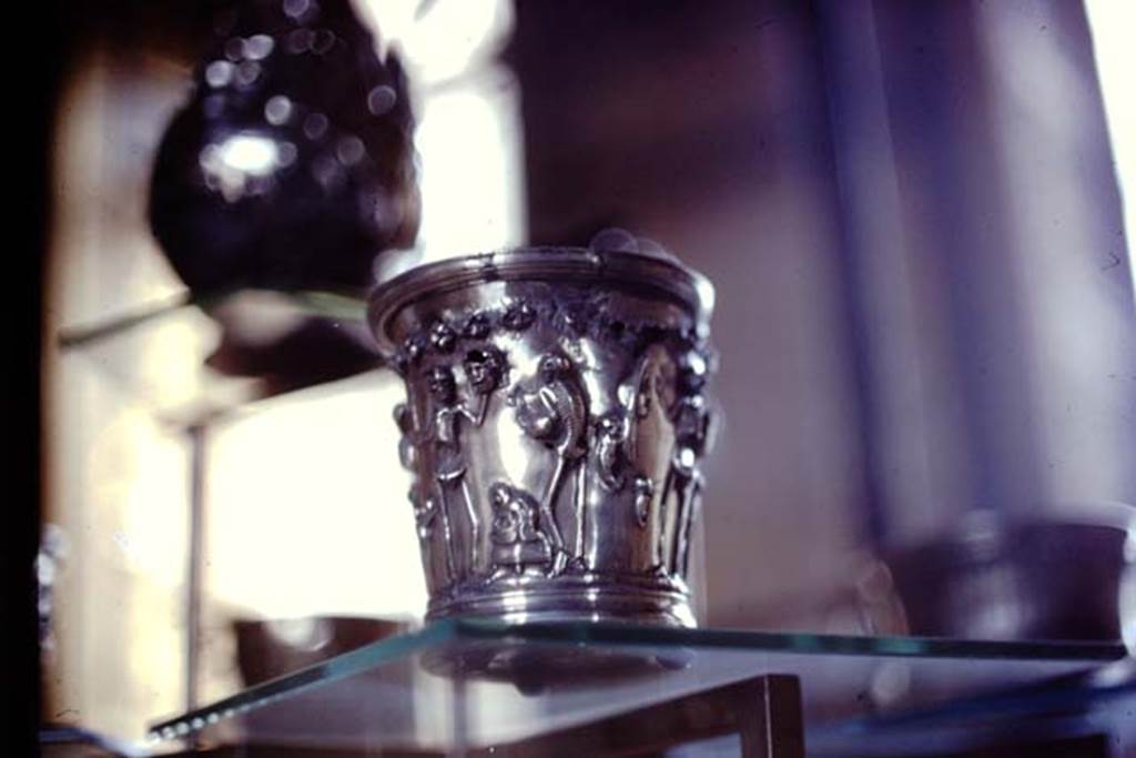Villa della Pisanella, Boscoreale. 1974. Silver cup with skeletons, part of silver treasure. 
Now in the Louvre. Inventory number BJ1924. Photo by Stanley A. Jashemski.   
Source: The Wilhelmina and Stanley A. Jashemski archive in the University of Maryland Library, Special Collections (See collection page) and made available under the Creative Commons Attribution-Non-Commercial License v.4. See Licence and use details.
J74f0827
