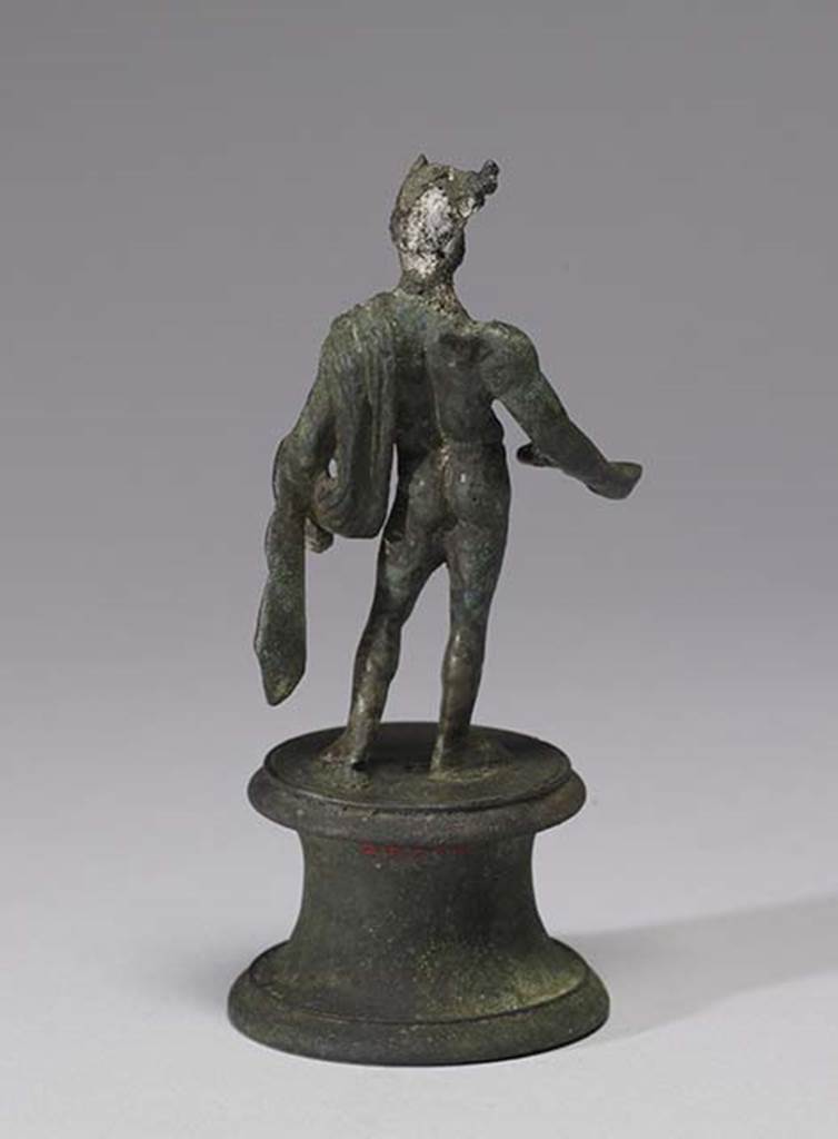 Boscoreale, Villa rustica in fondo D’Acunzo. Room 12, lararium. 
Bronze statuette of Mercury, rear view.
Photo courtesy of The Walters Art Museum, Baltimore. Inventory number 54.748.
http://thewalters.org/
Creative Commons Attribution-ShareAlike 3.0 Unported Licence
