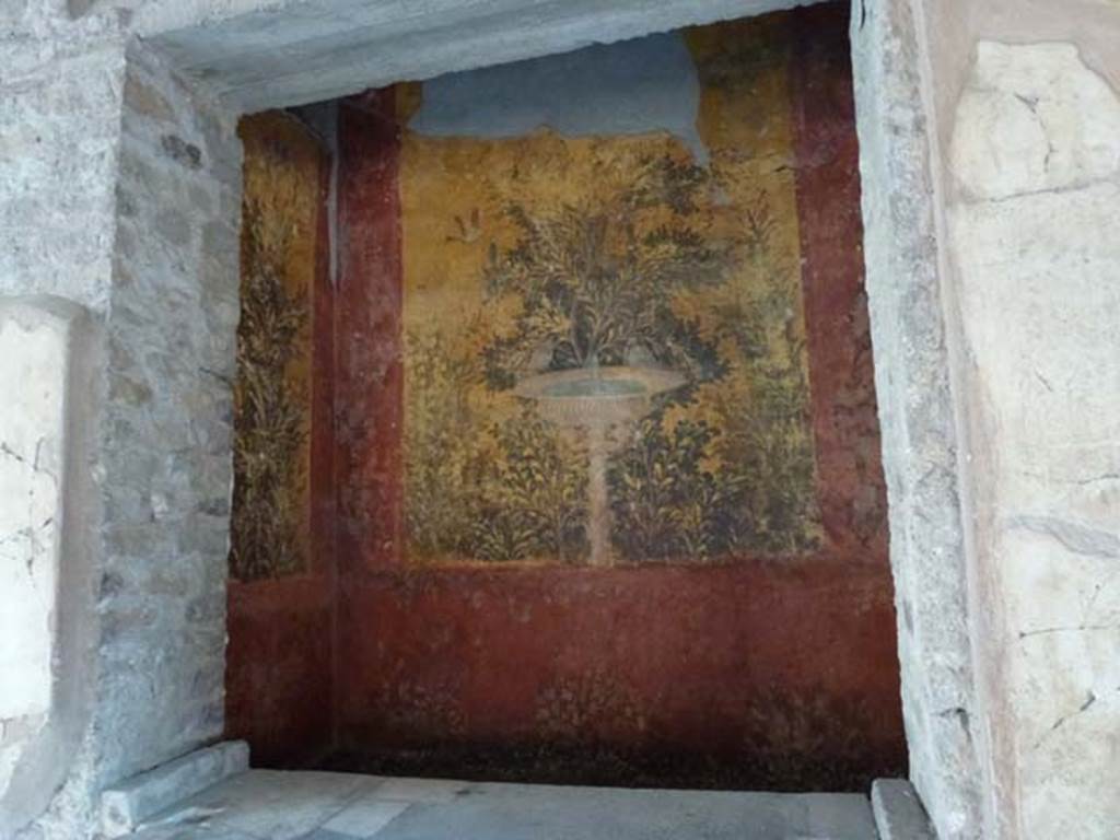 Oplontis, September 2011. Room 61, looking through window from room 65 towards painted south wall, and south-east corner. Photo courtesy of Michael Binns.