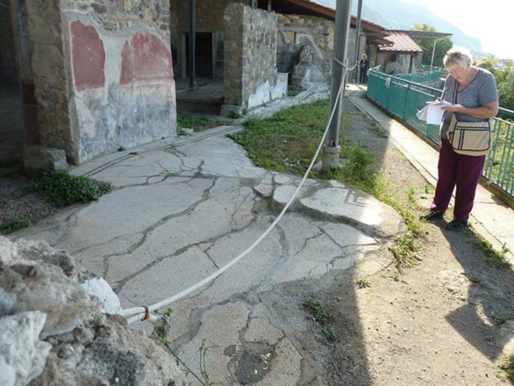 Stabiae, Secondo Complesso (Villa B), September 2015. Room 12, looking west across remaining mosaic flooring. 