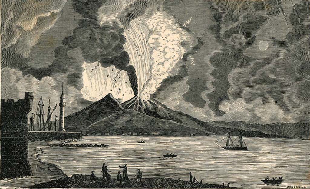 Vesuvius eruption 1779. 1880 drawing by Luigi Palmieri.
See Palmieri L., 1880. Il Vesuvio e la sua storia. Milano: Tipografia Faverio, fig. 7.
See book on E-RARA
