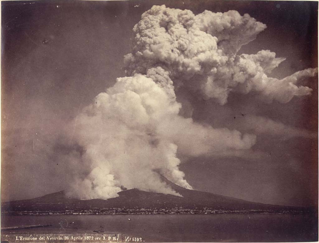 Vesuvius Eruption April 26th, 1872 at 3pm. Photo by Giorgio Sommer, No. 6102.