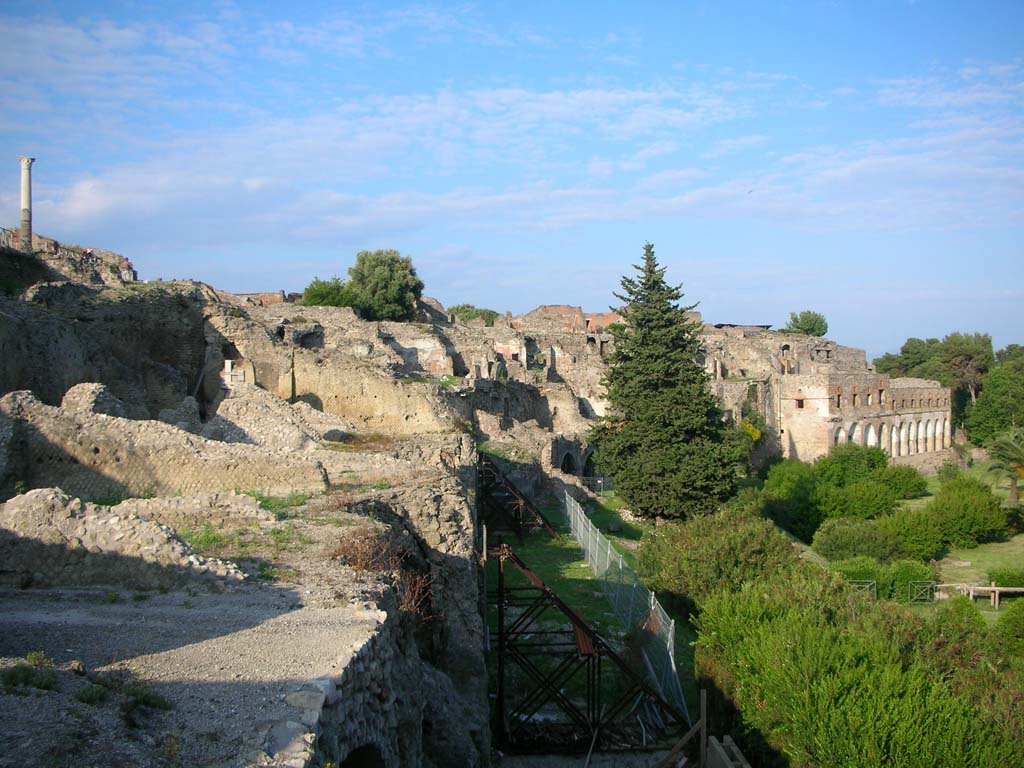 VIII.1.3 Pompeii. May 2010. 
Looking east from rear of Temple of Venus, with VIII.2.1 in centre, and VIII.2.20 Sarno Baths, on right. Photo courtesy of Ivo van der Graaff.
