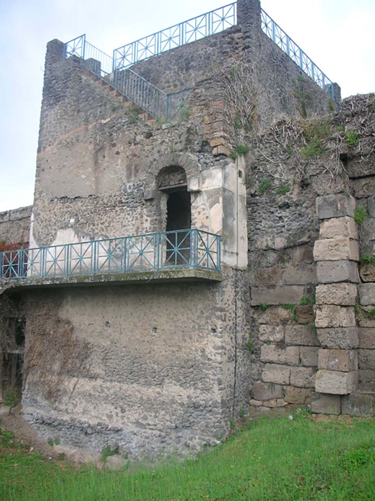 Tower XI, Pompeii. May 2010. 
Looking north-west across south side of Tower. Photo courtesy of Ivo van der Graaff.

