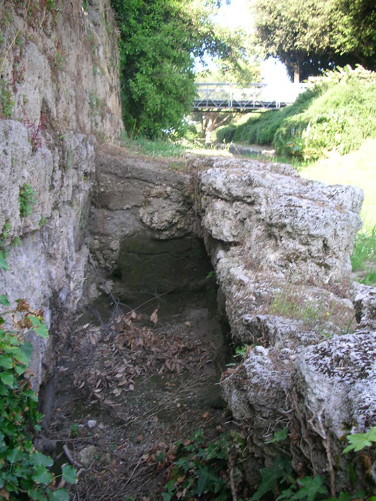 Walls on east side of Tower III, Pompeii. May 2010. 
Looking east, detail. Photo courtesy of Ivo van der Graaff.
