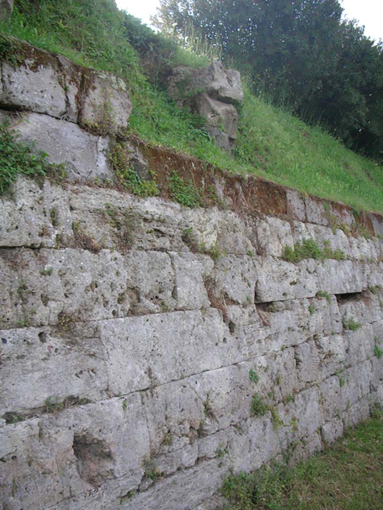 Walls on the east side of Pompeii, May 2010. 
Detail of City Walls near Tower VI, looking north. Photo courtesy of Ivo van der Graaff.

