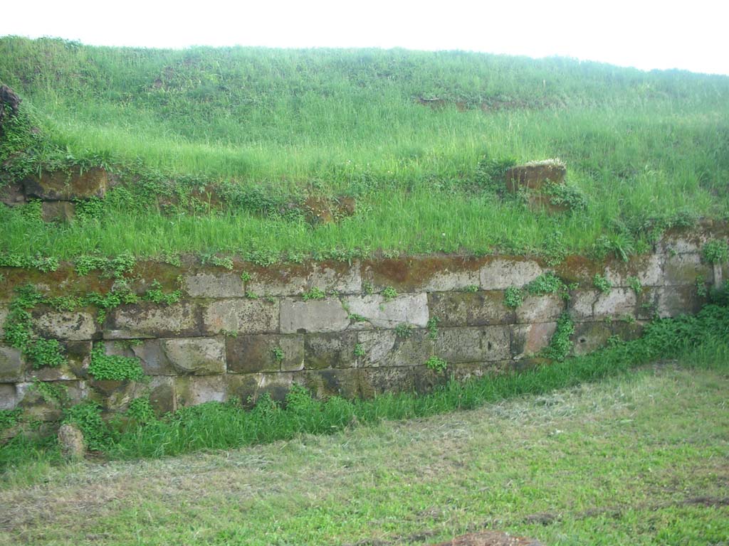 Walls on east side of Pompeii in north-east corner. May 2010. Detail. Photo courtesy of Ivo van der Graaff.